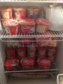 The self checkout computer at the supermarket messed up the  icecream changed to  My mom has been seeking in every day to get some more My freezer is packed