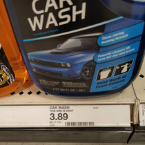 The shelf label I found at Target today sold me on this car shampoo