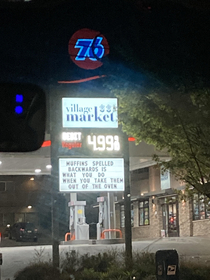 The sign at a gas station near me