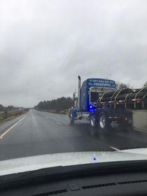 The sign on the back of this truck