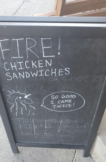 The sign outside our restaurant
