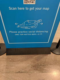 The social distancing sign at the Toledo Museum of Art