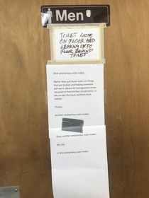 The state of the restroom door at work