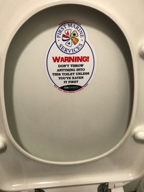 The sticker on this toilet