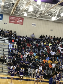 The students at my pep rally made a bubble around my calculus teacher Poor guy