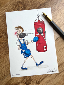 The Tesla Punch-Bag - Ink Drawing