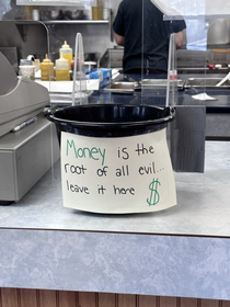 The tip jar at my local sub shop