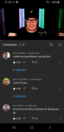 The top three comments on one of MiniLadds recent videos 