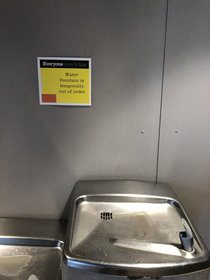 The water fountain is stuck in a temporal anomaly