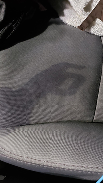 The water spill on my passenger seat got me good