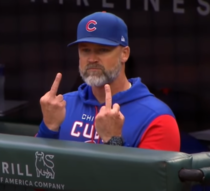 the way cubs manager was saying hello to his friend in the opposite dugout