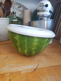 The way my mom covers the opened watermelon