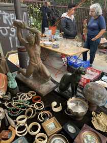 The way these statues are set up at a flea market in Paris