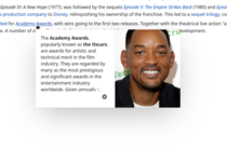 The Wikipedia link preview for Academy Awards now includes a giant picture of Will Smith