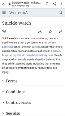 The Wikipedia page for Suicide watch