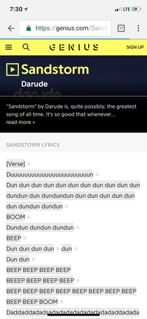 There are lyrics to Sandstorm by Darude