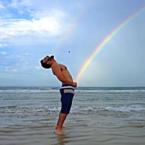 There was a rainbow at the beach today