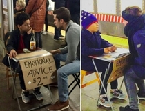 Theres an  year old in New York subways that sells emotional advice instead of lemonade