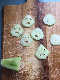 These cukes were not happy being sliced