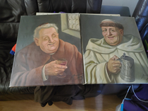 These portraits I bought at a garage sale