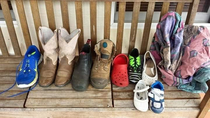 These shoes arent mine My dog managed to get out today and brought home this collection Now I have to try to return them all to my neighbours If I dont laugh Ill cry