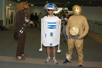 They must have spent minutes-upon-minutes on this Chewie Artoo amp See-Threepio cosplay