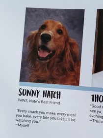 They put my friends service dog in the yearbook