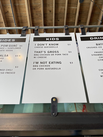 They really nailed the kids menu