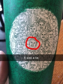 They said the new Starbucks cup art was made with one line but