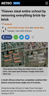 Thieves stole an entire South African school brick by brick 