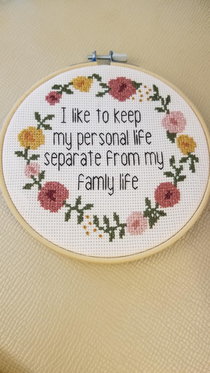 Things my brother in law say that my sister in law had cross stitched