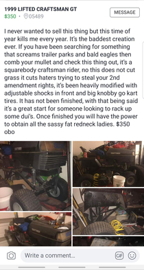 This absolute gem I found on my local FB buy and sell forum