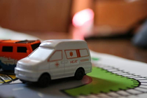 This ambulance my son got in a pack of toy cars Ted Bundy must own the company