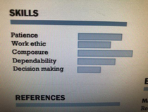 This bar graph in a resume I received today I dont even know what to say