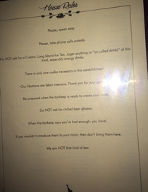 This bars Rules of the House