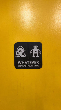 This bathroom sign at Snarf Burger