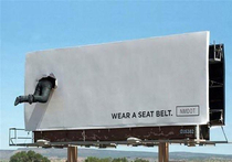 This billboard promoting the usage of seatbeltd
