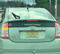 This bumper sticker on a Prius