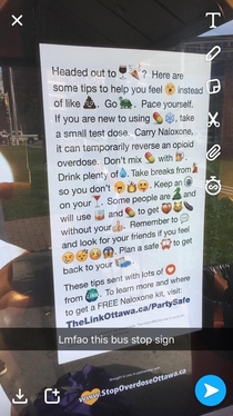 This bus stop sign trying to communicate with millennials
