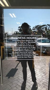 This cafe near me has slightly odd business hours