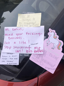 This car has been parked in the neighborhood for weeks Things are getting passive aggressive