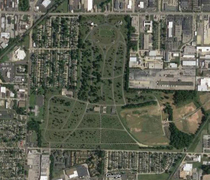 This Cemetery layout in Cleveland Ohio looks like a penis