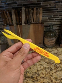 This crab claw opener tool has an antitheft feature