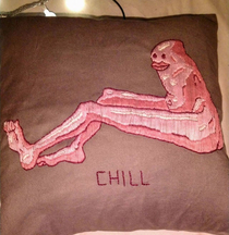 This cursed pillow that I stitched for a friend