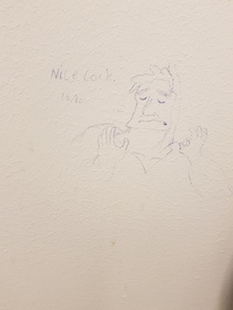 This drawing on the wall of mens WC at work
