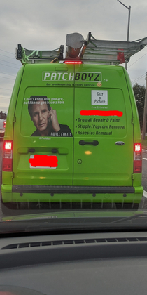 This drywalling company van that I saw on the way to work