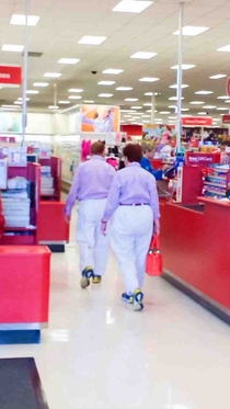This elderly couple in Target matched perfectly from their hair down to their shoes