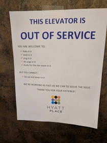 This elevator is out of service