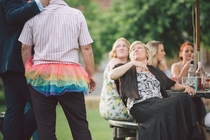 This guest at a wedding lost a bet so had to wear this the whole day