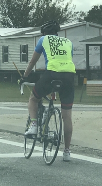This guys shirt this morning in traffic